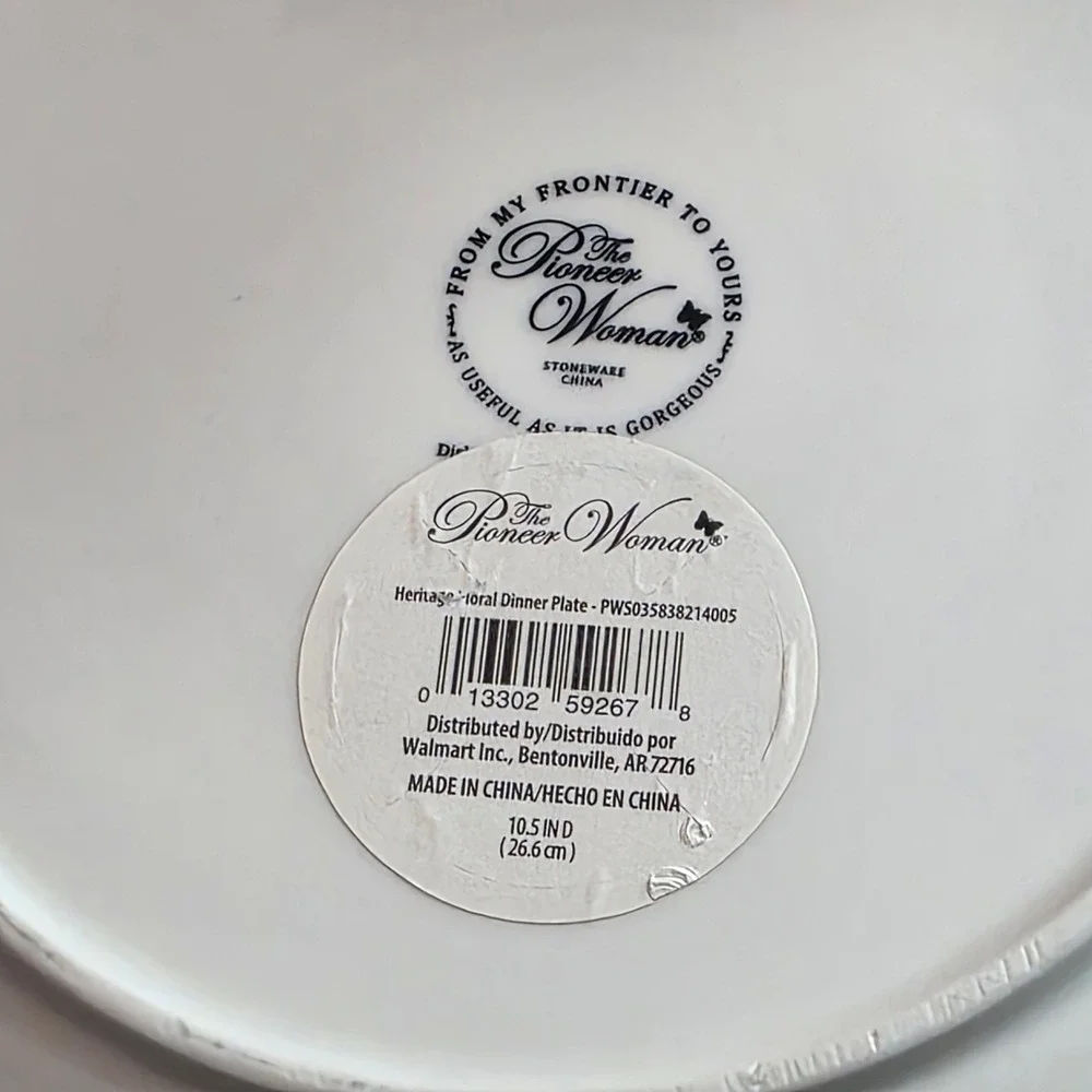 The Pioneer Woman Heritage Floral Dinner Plate, Blue Red Farmhouse Stoneware
